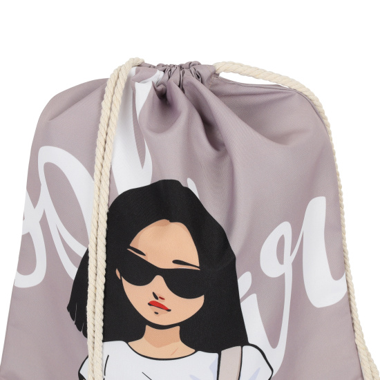 Мешок для обуви, полиэстер, 1 отделение, 36*44 см, цвет серый с рисунком, Cool girl, КОКОС, 250108