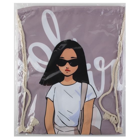 Мешок для обуви, полиэстер, 1 отделение, 36*44 см, цвет серый с рисунком, Cool girl, КОКОС, 250108