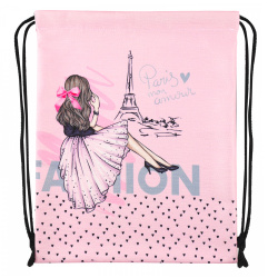 Мешок для обуви люрекс, 1 отделение, 36*44 см, цвет розовый с рисунком Paris Fashion КОКОС 214552