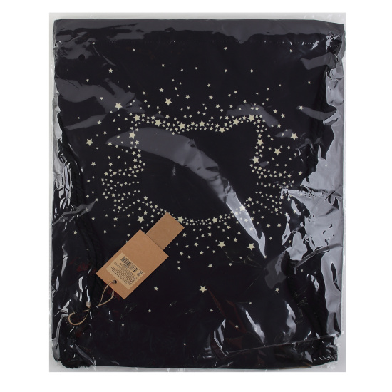 Мешок для обуви полиэстер, 1 отделение, 36*44 см, цвет черный с рисунком Золотая кошка КОКОС 240376