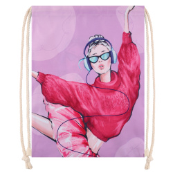 Мешок для обуви, полиэстер, 1 отделение, 36*44 см, цвет сиреневый с рисунком, Балерина, КОКОС, 240392