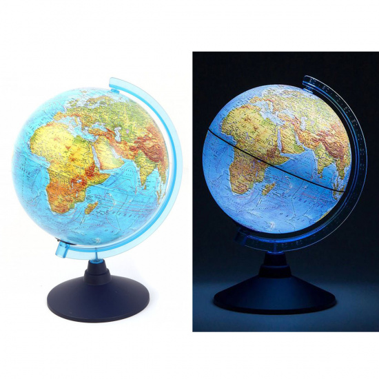 Глобус диаметр Ø 25 см, карта физико-политическая, с подсветкой, пластик Глобен Ве012500257