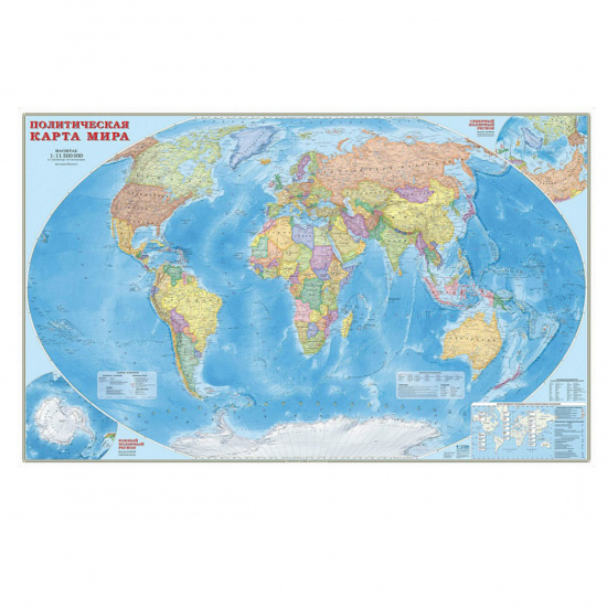 Карта Мира полит 1:11,5млн 150*230 ламин на картоне 281