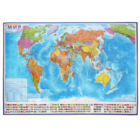 Карта настенная, Мира, политическая, 1:15 500 000, 134*199 см, интерактивная 3D Глобен КН084