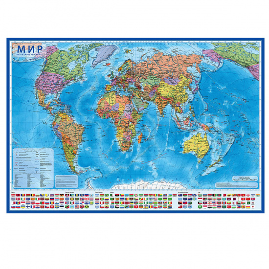 Карта настенная, Мира, политическая, 1:28 000 000, 80*118 см, интерактивная 3D Глобен КН045
