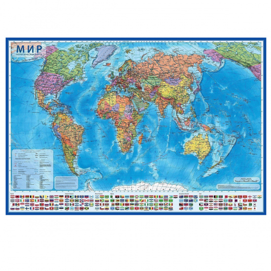 Карта настенная, Мира, политическая, 1:32 000 000, 70*101 см, интерактивная 3D Глобен КН040
