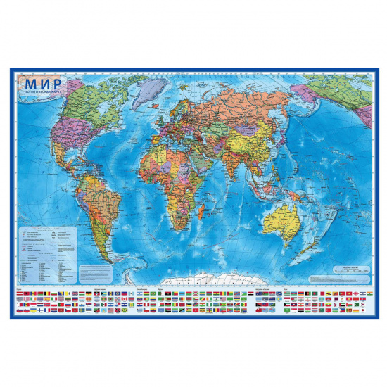 Карта настенная, Мира, политическая, 1:21 500 000, 107*157 см, интерактивная 3D Глобен КН063