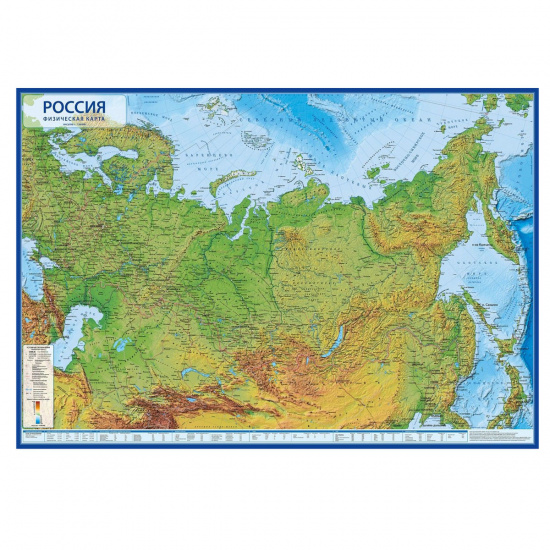 Карта настенная, России, физическая, 1:7 500 000, 80*116 см Глобен КН053