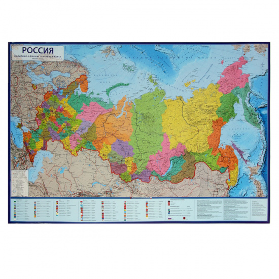 Карта России полит-админ 1:7,5млн 80*116см ламин КН058