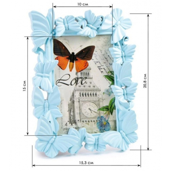 Рамка пластик, формат фотографий 10*15см, голубой Бабочки Феникс-Презент 83516