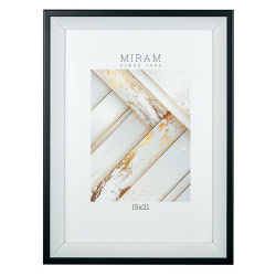 Рамка, пластик, 15*21 см, белый/черный, Miram, 652570-6
