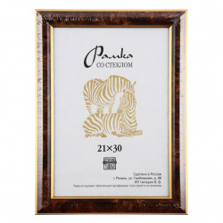 Рамка пластик, 21*30 см, универсальная, коричневый/золото ZEBRA 601