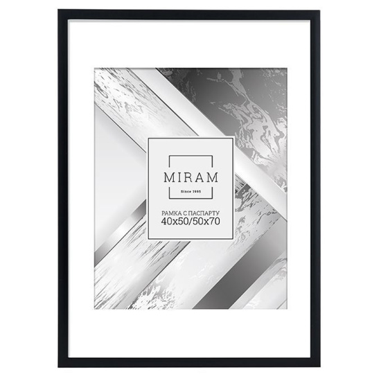 Рамка, пластик, 50*70 см, небьющееся оргстекло, черный, Miram, П641877-20