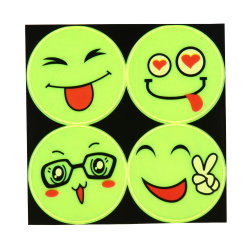 Наклейки светоотражающие, Smile, набор 4 шт, ПВХ, 6,5 см, КОКОС, 207085