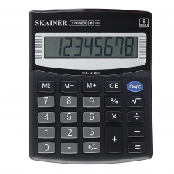 Калькулятор настольный, 8 разрядов, питание двойное SKAINER SK-308II