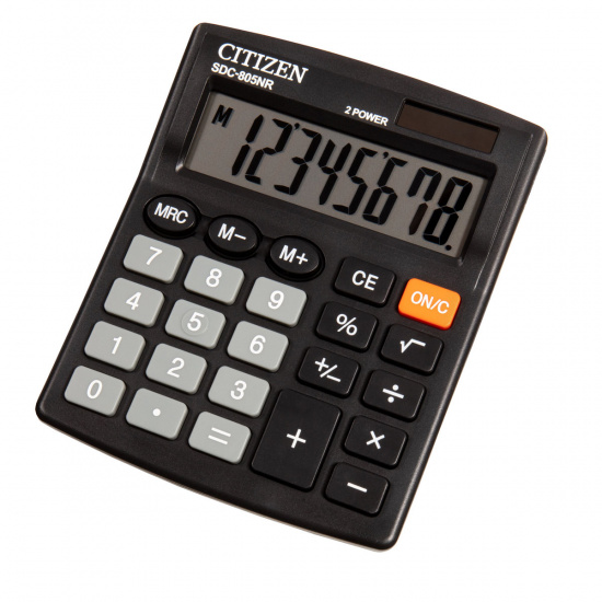 Калькулятор настольный, 131*102*18 мм, 8 разрядов Citizen SDC-805NR
