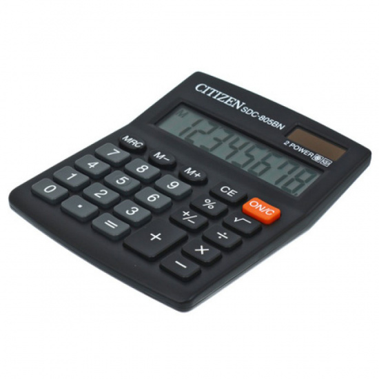 Калькулятор настольный, 8 разрядов, питание двойное, 131*102*18 мм Citizen SDC-805BN