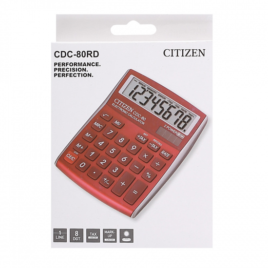 Калькулятор настольный, 135*109*25 мм, 8 разрядов Citizen CDC-80RDWB