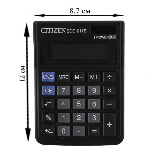 Калькулятор Citizen (8 разр) SDC011S 120*87*23мм черн