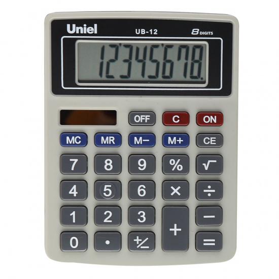 Калькулятор Uniel (8 разр) UB-12K 126*95*25мм сер