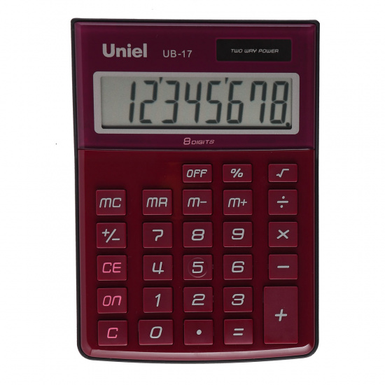 Калькулятор Uniel (8 разр) UB-17R 149*105*32мм красн
