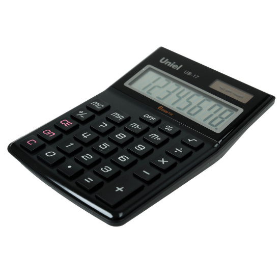 Калькулятор настольный, 8 разрядов, питание двойное, 149*105*32 мм Uniel UB-17K