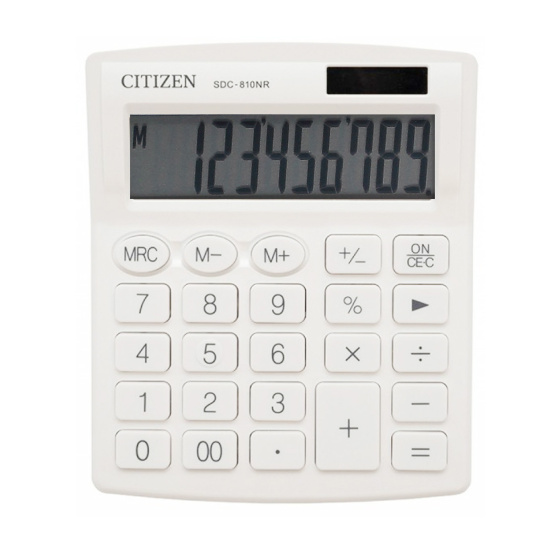 Калькулятор настольный, 10 разрядов, 125*105*20 мм Citizen SDC-810NR-WH