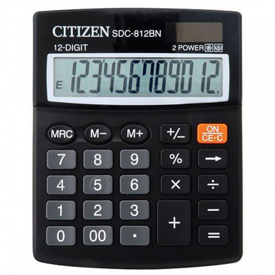 Калькулятор настольный 10 разрядов Citizen SDC 810 BN двойное питание 125*100*26мм черный
