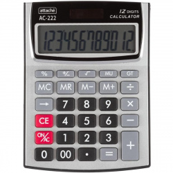 Калькулятор настольный, 12 разрядов, питание двойное, 144*107*30 мм Attache AC-222/1550714