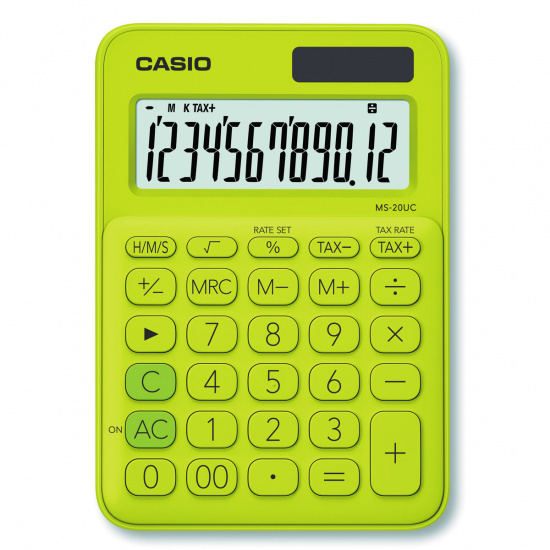 Калькулятор Casio (12 разр) MS-20UC-YG-S-EC 150*105*23мм салат