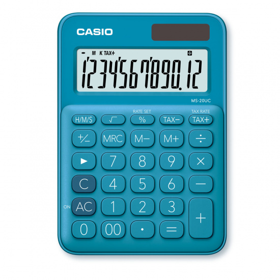 Калькулятор настольный 12 разрядов Casio MS-20UC-BU-S-EC двойное питание 150*105*23мм синий