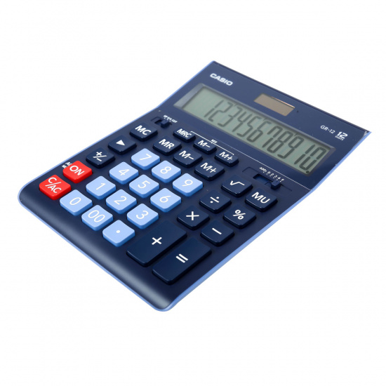 Калькулятор настольный 12 разрядов Casio GR-12BU-W-EP двойное питание 209*155*35мм синий