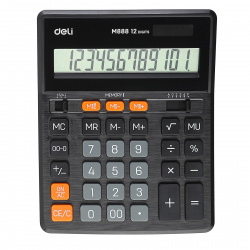 Калькулятор настольный, 12 разрядов, питание двойное, 204*158*31 мм Deli EM888