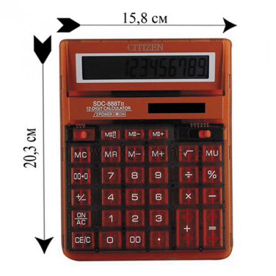 Калькулятор Citizen (12 разр) SDC-888T 204*158*31мм оранж