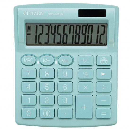 Калькулятор настольный, 12 разрядов, питание двойное, 125*105*20 мм Citizen SDC-812NR-GN