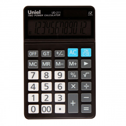 Калькулятор настольный, 12 разрядов, питание двойное, 173*110*16 мм Uniel UD-211K