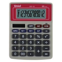 Калькулятор настольный, 12 разрядов, питание двойное, 126*95*25 мм Uniel UD-12R
