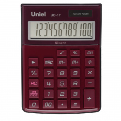 Калькулятор настольный, 12 разрядов, питание двойное, 149*105*32 мм Uniel UD-17R