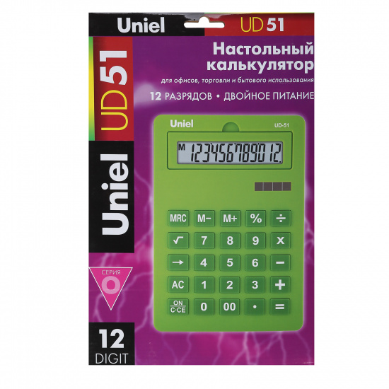 Калькулятор настольный, 295*210*11 мм, 12 разрядов Uniel UD-51N