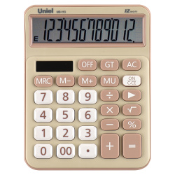 Калькулятор настольный, 12 разрядов, питание двойное, 161*125*25 мм Uniel UD-113CR