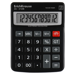 Калькулятор настольный, 130*100*25 мм, 12 разрядов Erich Krause 50312