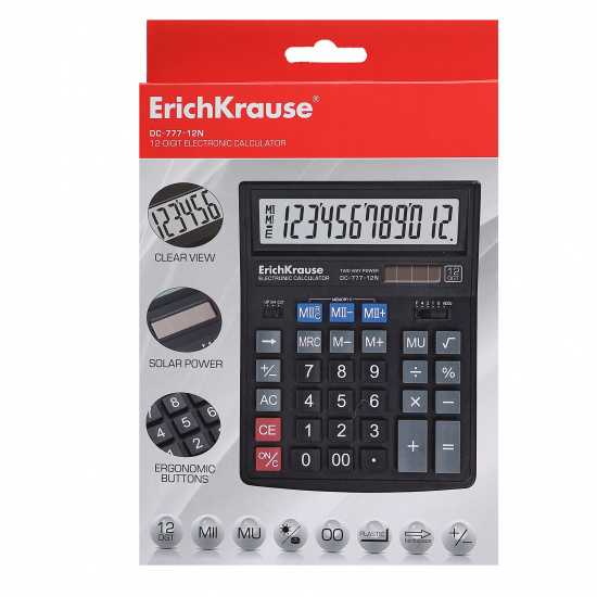 Калькулятор настольный, 195*155*25 мм, 12 разрядов Erich Krause 37772