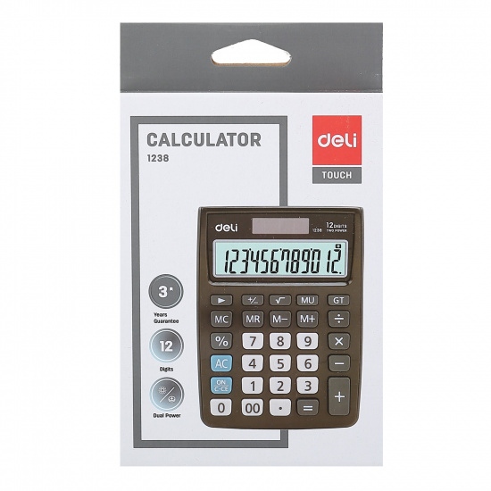 Калькулятор настольный, 140*105*25 мм, 12 разрядов Deli E1238BLACK
