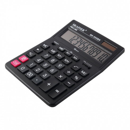 Калькулятор настольный, 205*155*30 мм, 12 разрядов SKAINER SK-555BK