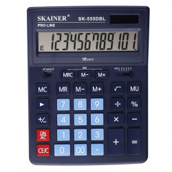 Калькулятор настольный, 12 разрядов, питание двойное, 205*155*30 мм SKAINER SK-555BL