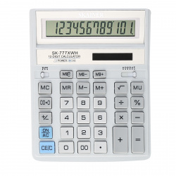 Калькулятор настольный, 12 разрядов, питание двойное, 200*157*32 мм SKAINER SK-777XWH