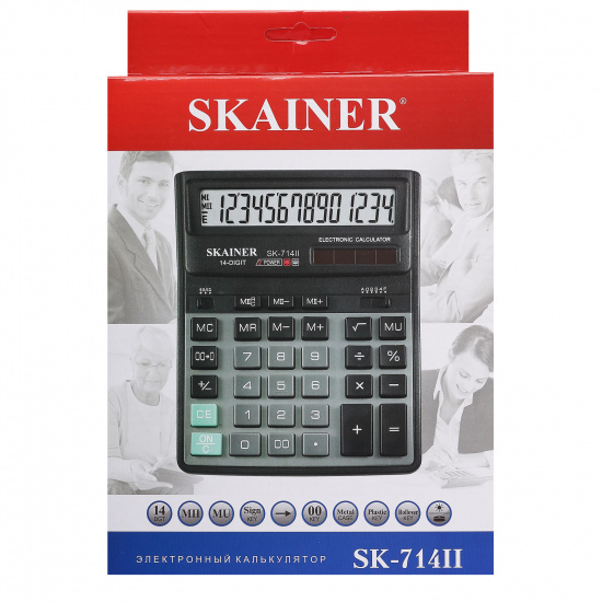 Калькулятор настольный, 14 разрядов, питание двойное, 204*155*33 мм SKAINER SK-714II