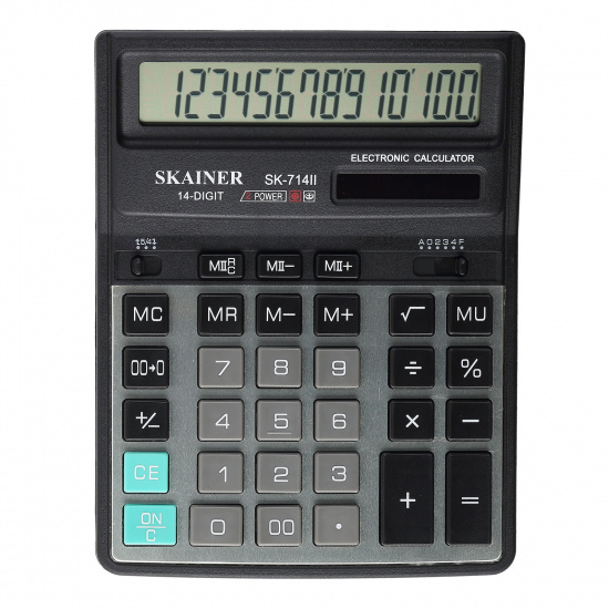 Калькулятор настольный, 14 разрядов, питание двойное, 204*155*33 мм SKAINER SK-714II