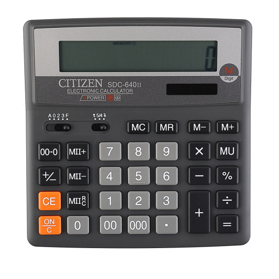 Калькулятор Citizen (14 разр) SDC640II 159*156*32мм черн