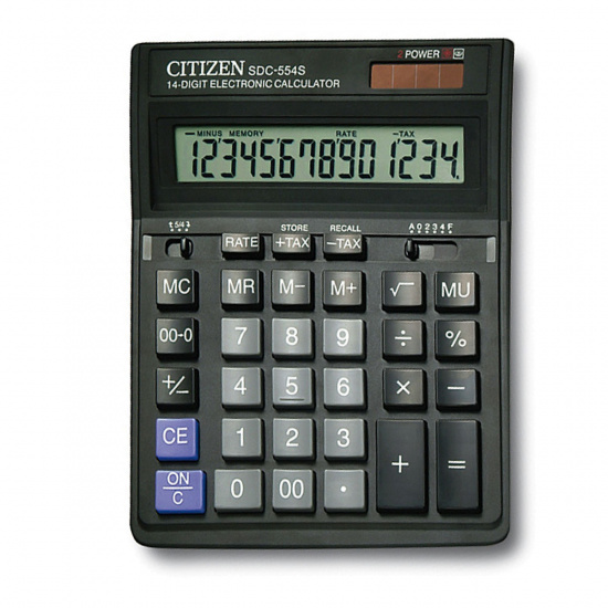 Калькулятор Citizen (14 разр) SDC-554S 199*153*30мм черн